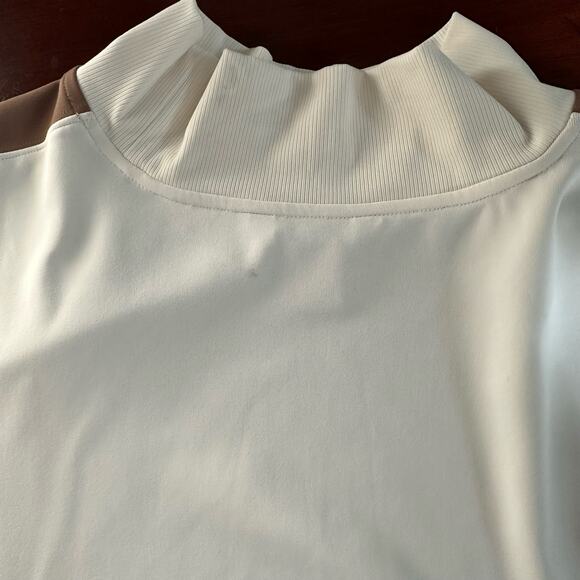 Athleta Venice Block Sweatshirt Shirt NWT Top Cream Taupe Brown Plus Size 1X - Picture 8 of 16